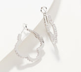Diamonique x Lisa Freede 1" Flower Hoop Rhodium-plated brass Earrings
